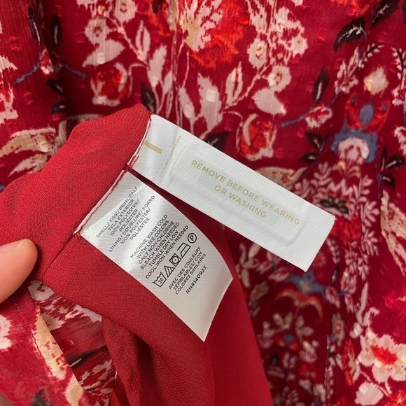 LOFT Red Floral Clip V-Neck Midi Dress - Picture 10 of 10